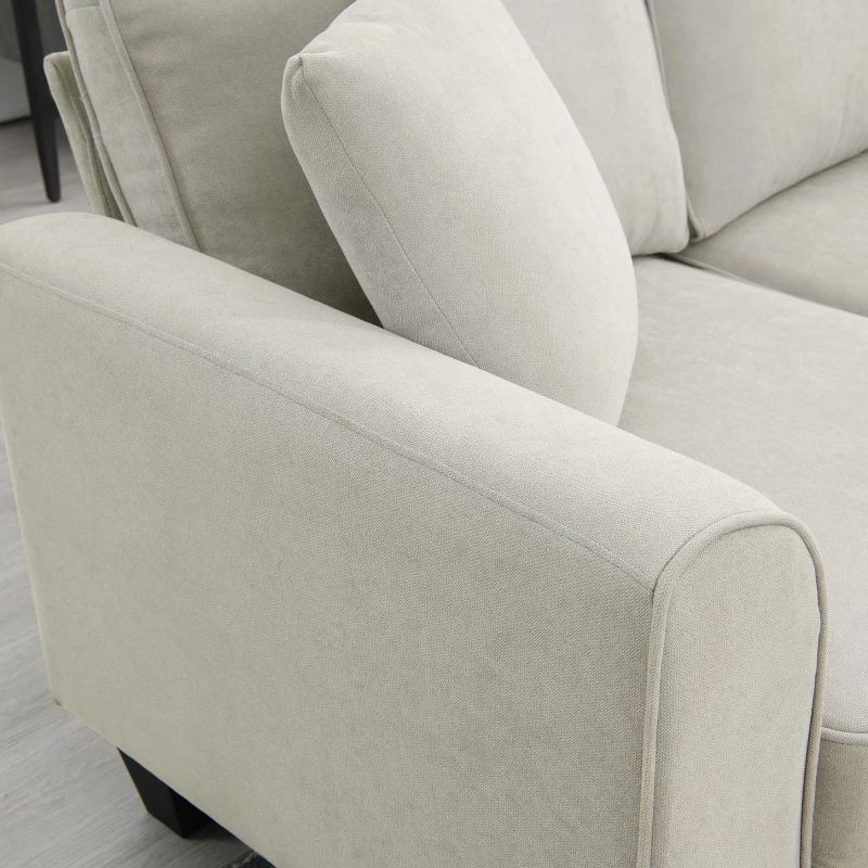 108" Modern U-Shaped 7-Seat Fabric Sectional Sofa Set with 3 Pillows, for Living Room, Apartment, Office, 108″ L x 85.5″ W x 33.5″ H, Beige