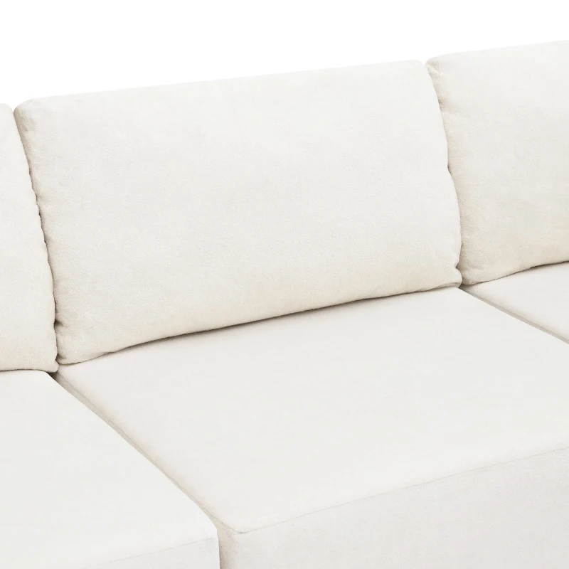 116" Modular L-Shaped Sectional Sofa with 5-Piece Free Combination, Luxury Foam-Filled Sleeper Sofa Bed, 116″ L x 116″ W x 30″ H, Beige