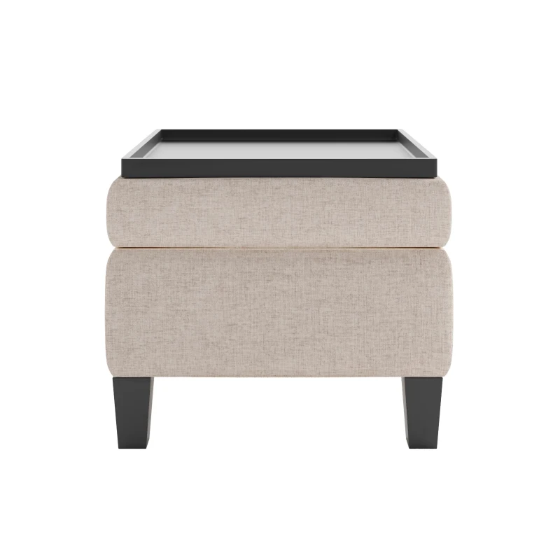 87" Modern Sectional Sofa with Coffee Table, Ottoman, Armrests, 6 Pillows, 6-Seat Couch for Living Room, 87″ L x 87″ W x 30″ H, Beige