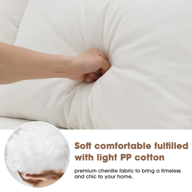 109" x 68" Modern Minimalist Upholstered Sleeper Couch with Square Arms and Pillows, No Assembly Required, Cream