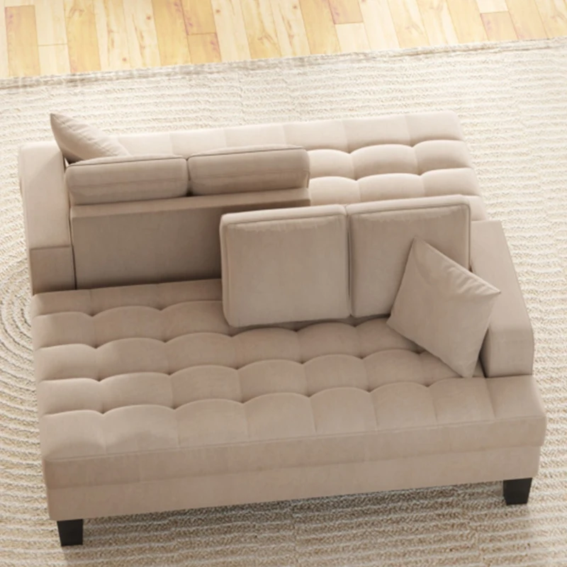 Deep Tufted Upholstered 2-Piece Chaise Lounge Set with Toss Pillows, Foam Cushions, and Track Arms, 64" L x 31.5" W x 33" H, Warm Grey
