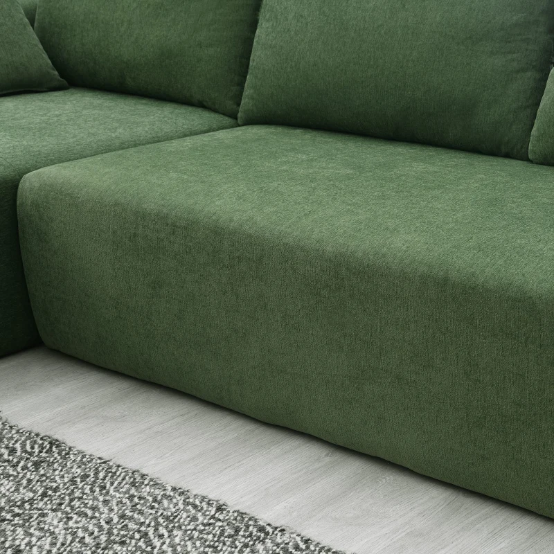 109" x 68" Modern Minimalist Upholstered Sleeper Couch with Square Arms and Pillows, No Assembly Required, Green