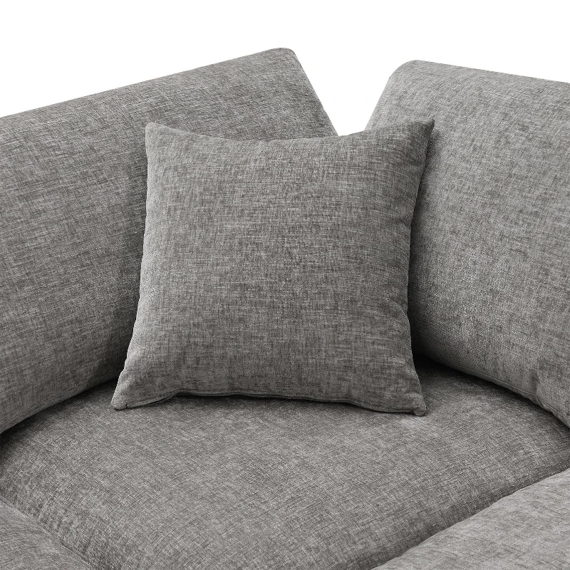 130" x 65" Modern Modular Cloud Sofa Bed with Ottoman, 6-Seat, Convertible U Shaped Sofa for Living Room, Apartment, Gray