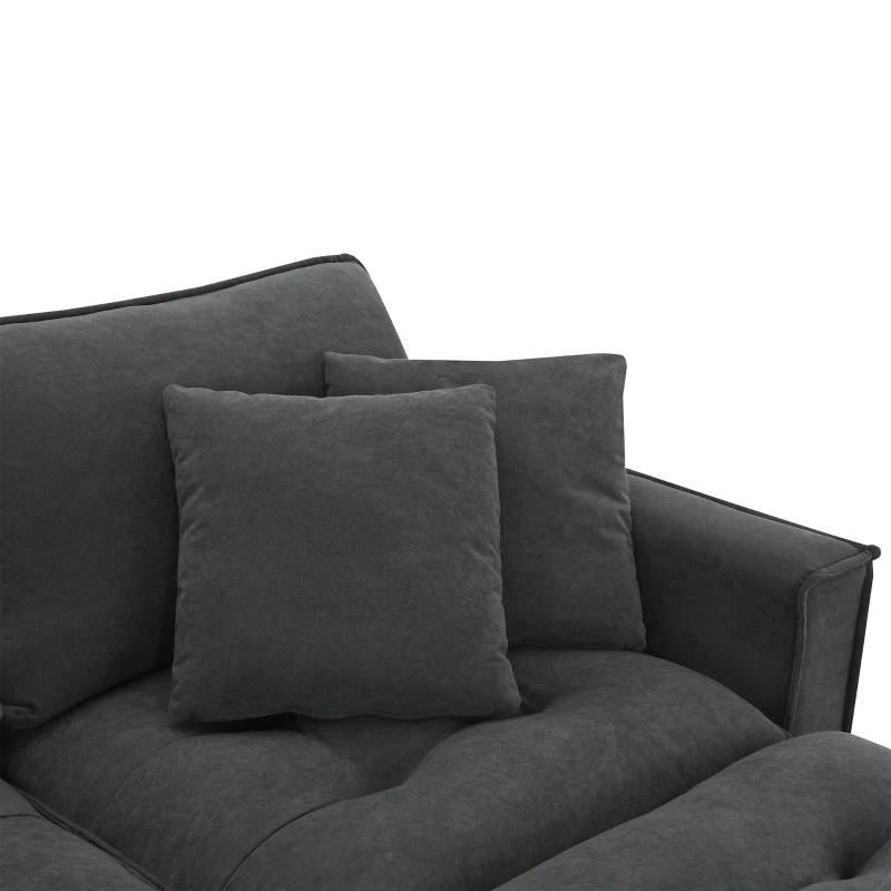 100" Modern L-Shaped Convertible Sectional Sofa with Free Pillows, 4-Seat Sofa for Living Room, 100″ L x 59″ W x 34″ H, Dark Gray