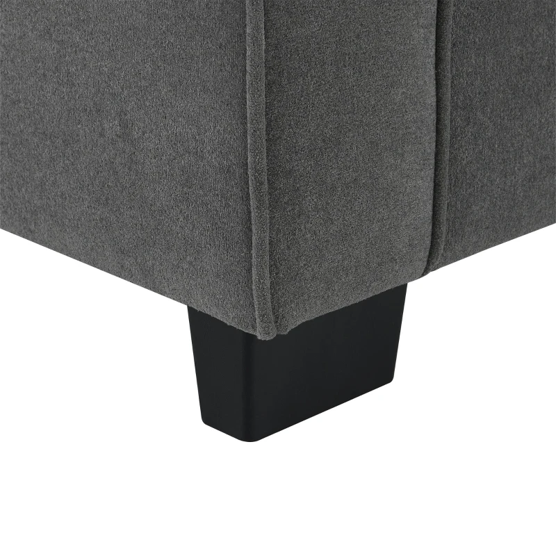 89" L-Shaped Upholstered Indoor Furniture with Double Cushions, 5-Seat Cloud Corner Couch for Living Room, 89″ L x 89″ W x 34″ H, Gray