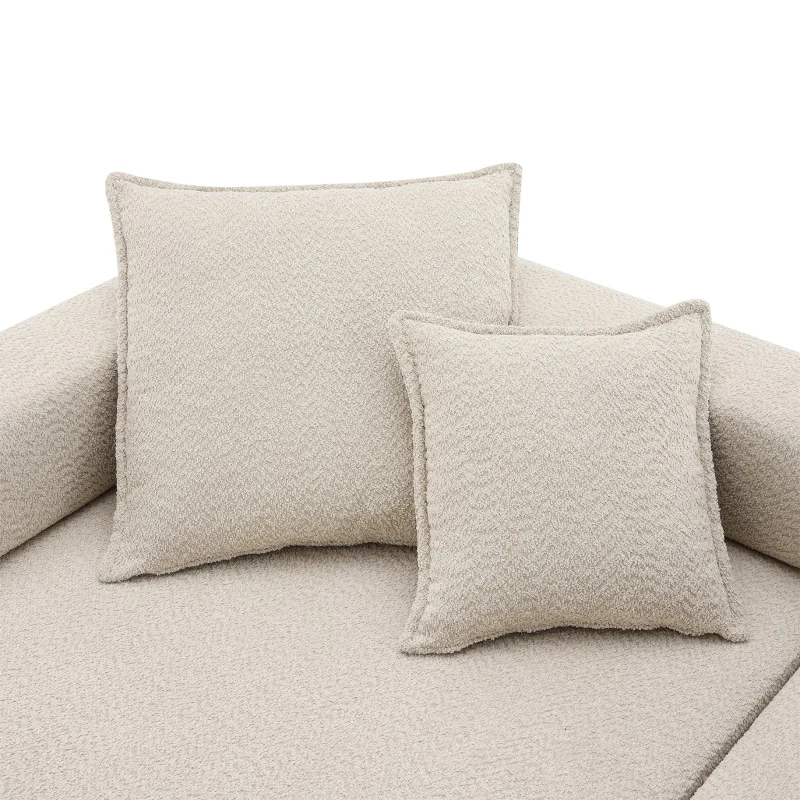 Oversized Modular Sectional Sofa with 3-Piece Free Combination, Convertible Sleeper Couch for Living Room, 151.5" L x 47.5" W x 24.5" H, Beige