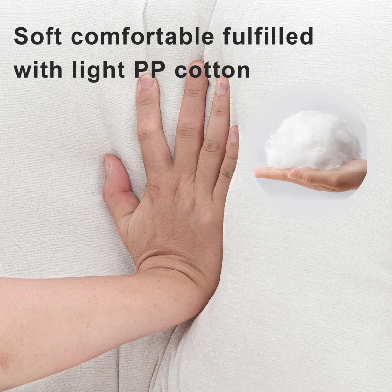 Modern U-Shaped 6-Seat Sectional Sofa with Chaise Lounge, Upholstered Sleeper Couch with Waist Pillows, 110″ L x 55″ W x 33″ H, White