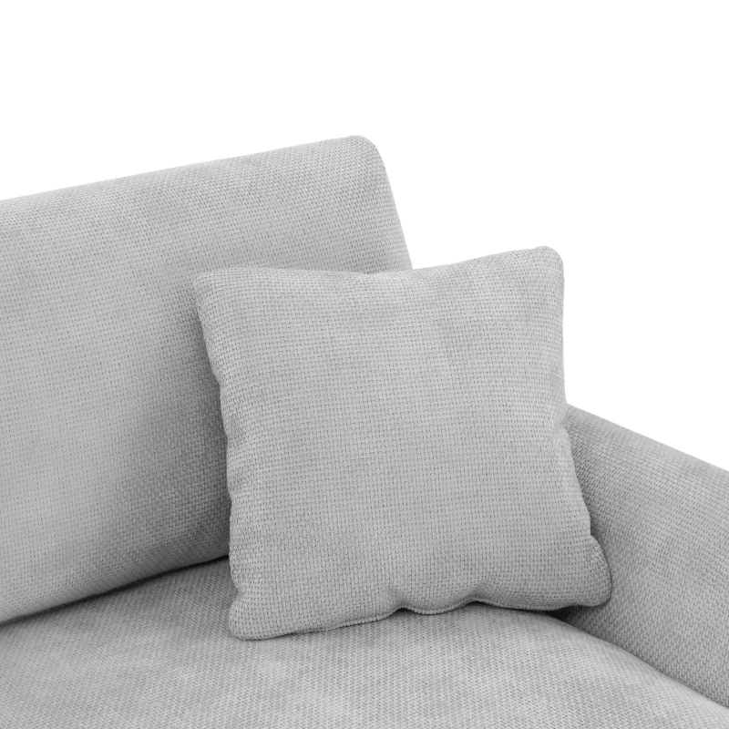 119" x 55" Modern Oversized Sectional Sofa with 2 Free Pillows and Chaise, L-Shaped 5-Seat Chenille Indoor Furniture for Living Room, Light Gray