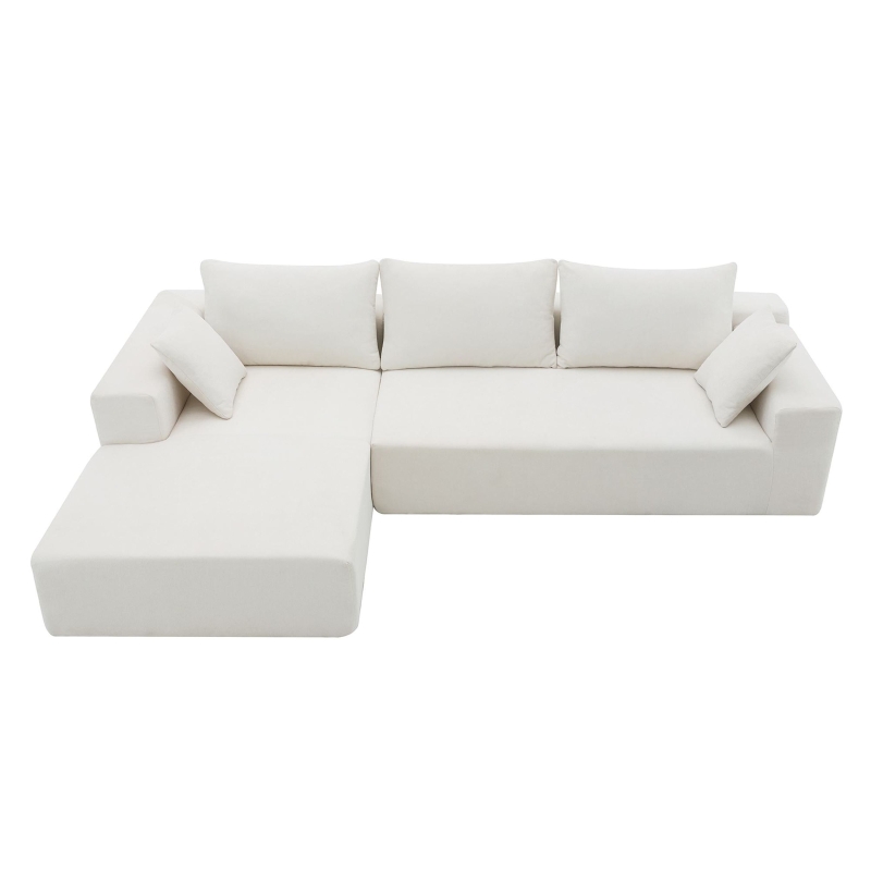 109" x 68" Modern Minimalist Upholstered Sleeper Couch with Square Arms and Pillows, No Assembly Required, Cream