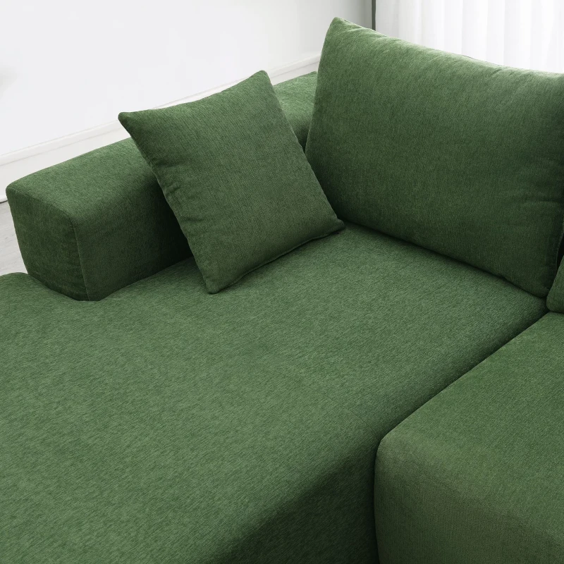 109" x 68" Modern Minimalist Upholstered Sleeper Couch with Square Arms and Pillows, No Assembly Required, Green