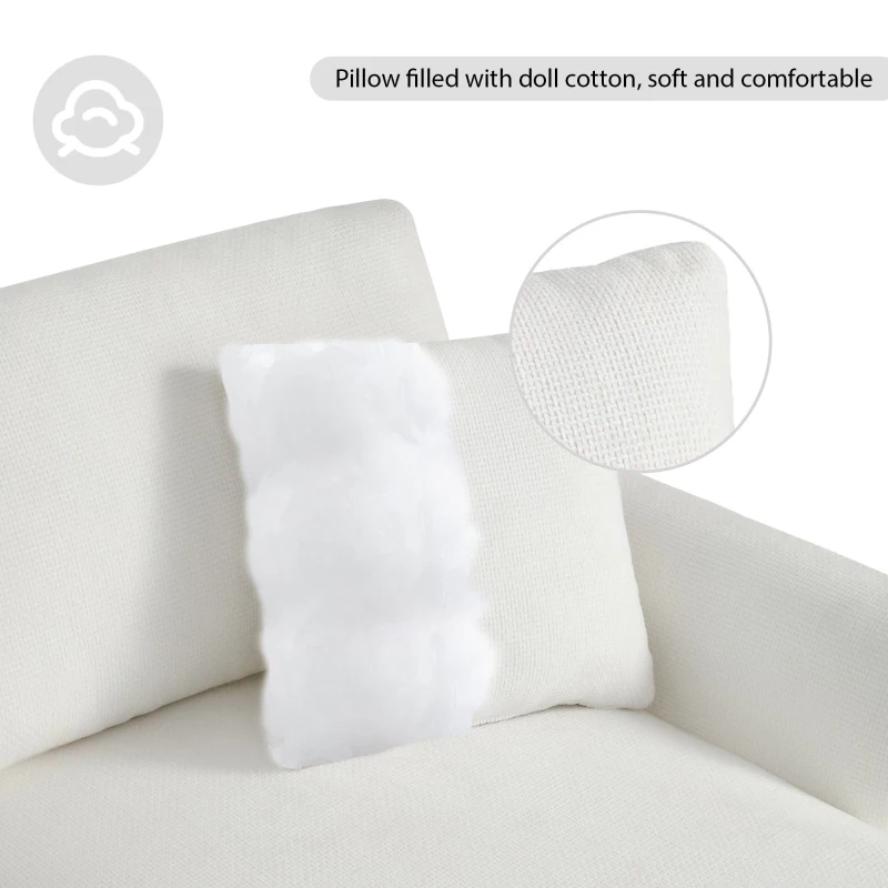 119" x 55" Modern Oversized Sectional Sofa with 2 Free Pillows and Chaise, L-Shaped 5-Seat Chenille Indoor Furniture for Living Room, White