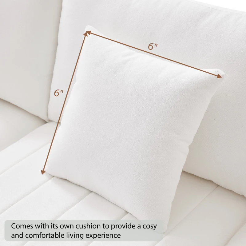 89" x 79" Modern Sectional Sofa with Vertical Stripes and 2 Pillows, 5-Seat Couch with Convertible Ottoman, for Living Room, White