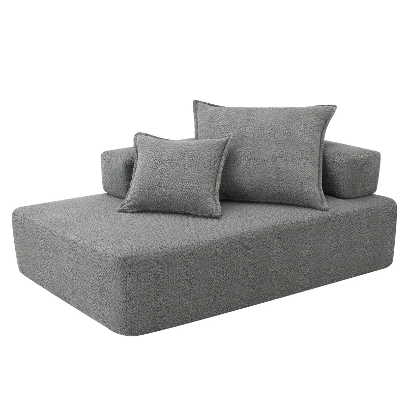 Lounge Frame for Oversized Modular U Shaped Sectional Sofa, Spacious Foam-Filled Sofa Bed for Living Room, 56" L x 36" W x 24.5" H, Gray