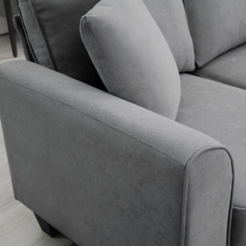 108" Modern U-Shaped 7-Seat Fabric Sectional Sofa Set with 3 Pillows, for Living Room, Apartment, 108″ L x 85.5″ W x 33.5″ H, Dark Grey