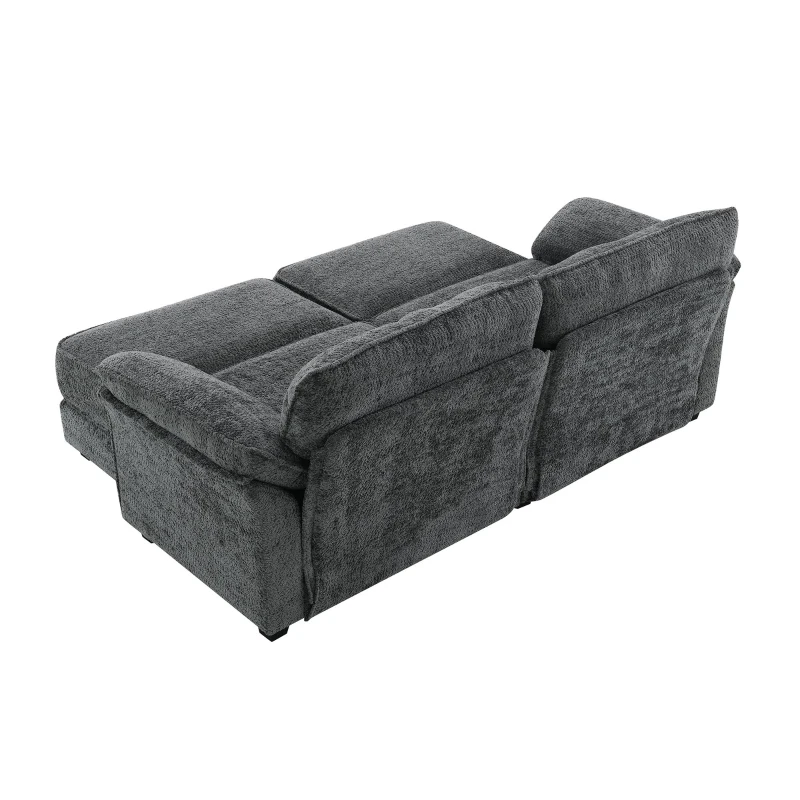 Convertible Sectional Sofa Bed Set with Ottoman, 4-Seat Loveseat for Living Room, Apartment, Office, 81″ L x 55″ W x 32″ H, Gray