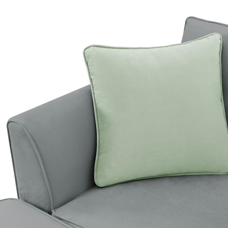 112" x 87" 7-Seater Modular Sofa with Ottoman and 3 Pillows, L-Shaped Fabric Couch Set, Modern Living Room Furniture, Gray
