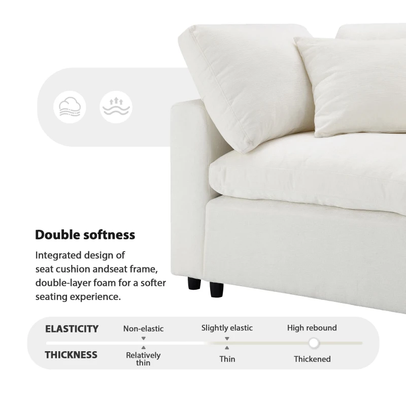 130" x 65" Modern Modular Cloud Sofa Bed with Ottoman, 6-Seat, Convertible U Shaped Sofa for Living Room, Apartment, Beige