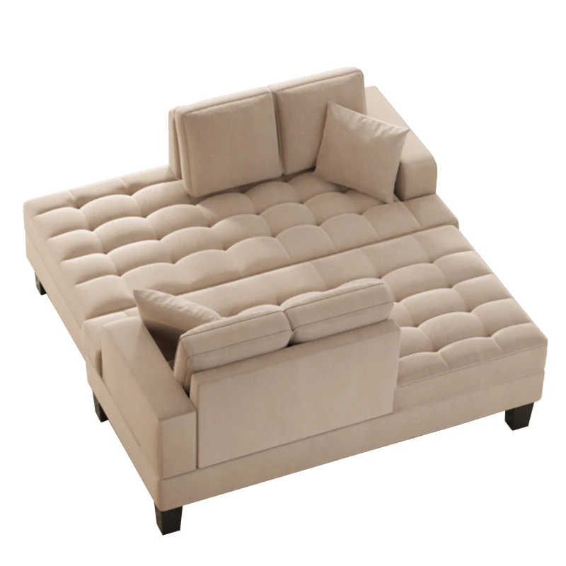 Deep Tufted Upholstered 2-Piece Chaise Lounge Set with Toss Pillows, Foam Cushions, and Track Arms, 64" L x 31.5" W x 33" H, Warm Grey
