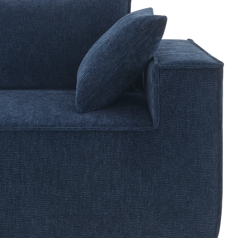 Minimalist Modular Sectional Sofa, Wrinkle-Resistant Chenille, L-Shaped Sleeper, No Assembly Required, 111.5" L x 72" W x 32" H, Dark Blue