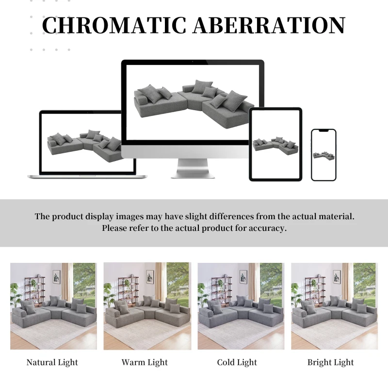Oversized Modular L Shaped Sectional Sofa with 3-Piece Free Combination, Convertible Couch for Living Room, 103.5" L x 95.5" W x 24.5" H, Gray