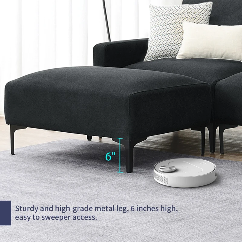 103.5" Modern L-Shaped 4-Seat Velvet Fabric Sectional Sofa Set with Convertible Ottoman, Freely Combinable for Living Room, Dark Grey