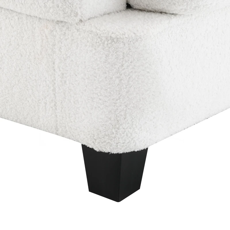 92" x 63" Modern L-Shaped Teddy Velvet Sectional Sofa with Charging Ports, Storage Ottoman and 3 Pillows, for Living Room, Beige