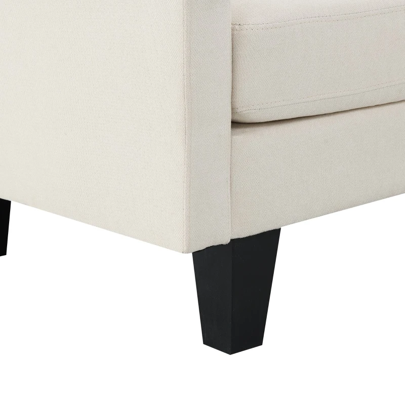 Modern 5-Seat L-Shape Sectional Sofa with Chaise Lounge and 3 Pillows, Terrycloth Upholstery, 90″ L x 88″ W x 35″ H, Beige