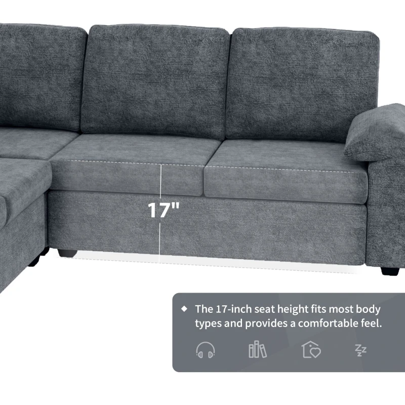 84" x 84" Modern Velvet Sectional Sofa Set with Ottoman and Armrest Pillow, 6-Seat Furniture for Living Room, 84″ L x 84″ W x 35″ H, Gray