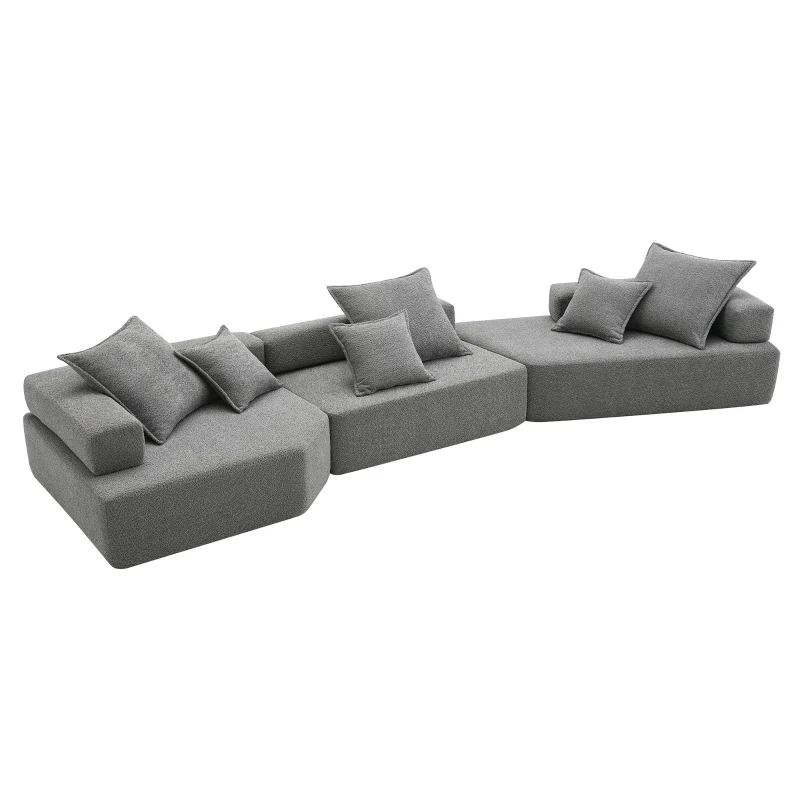 Oversized Modular Sectional Sofa with 3-Piece Free Combination, Convertible Sleeper Couch for Living Room, 156" L x 47.5" W x 24.5" H, Gray