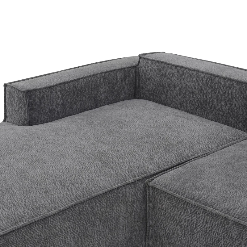 Minimalist Modular Sectional Sofa, Wrinkle-Resistant Chenille, L-Shaped Sleeper, No Assembly Required, 111.5" L x 72" W x 32" H, Gray