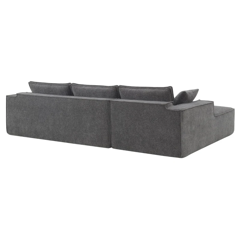 Minimalist Modular Sectional Sofa, Wrinkle-Resistant Chenille, L-Shaped Sleeper, No Assembly Required, 111.5" L x 72" W x 32" H, Gray