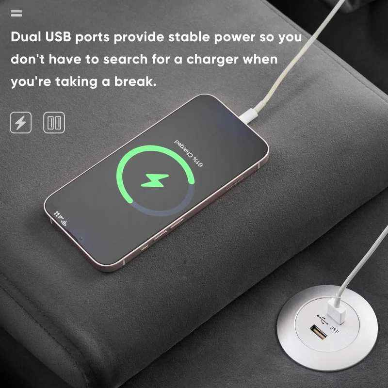 123" Modern U-Shaped 6-Seat Upholstered Sleeper Sofa Set with Console, Cupholders, USB Ports, and Chaise, 123″ L x 55″ W x 33″ H, Gray