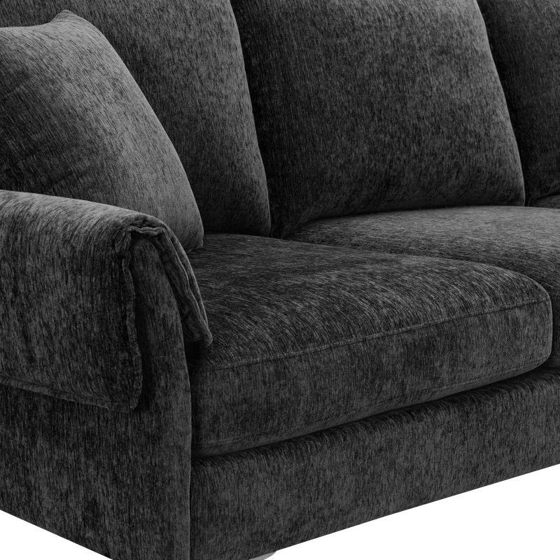 84" Modern Chenille L-Shaped Sofa with Reversible Lounge, 4-Seat, Indoor Furniture with Reversible Chaise and 2 Pillows, Black