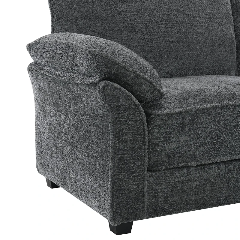 Convertible Sectional Sofa Bed Set with Ottoman, 4-Seat Loveseat for Living Room, Apartment, Office, 81″ L x 55″ W x 32″ H, Gray