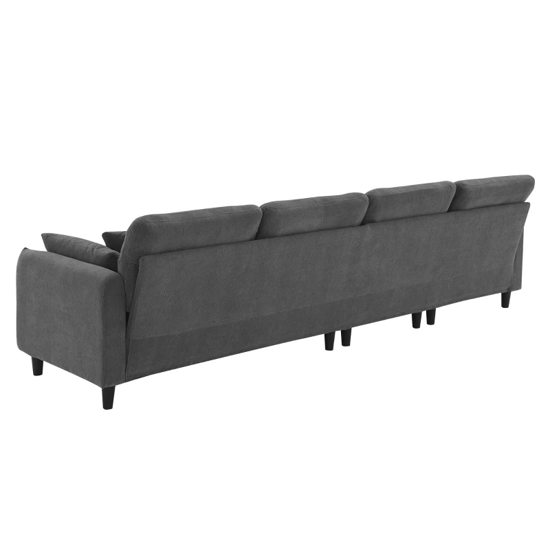 110" Modern L-Shaped Convertible Sectional Sofa with Free Pillows, 5-Seat Indoor Furniture for Living Room, 110″ L x 62″ W x 34″ H, Gray