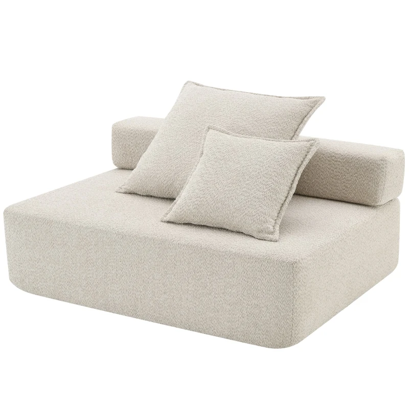 Loveseat Frame for Oversized Modular U Shaped Sectional Sofa, Spacious Foam-Filled Sofa Bed for Living Room, 48" L x 36" W x 24.5" H, Beige