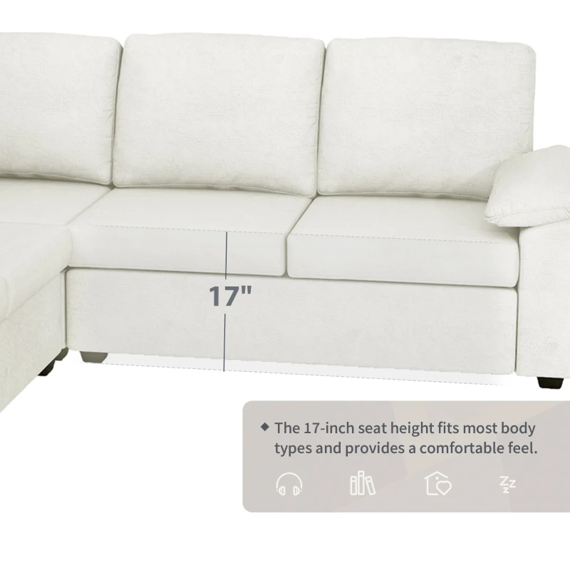 84" x 84" Modern Velvet Sectional Sofa Set with Ottoman and Armrest Pillow, 6-Seat Furniture for Living Room, 84″ L x 84″ W x 35″ H, Beige