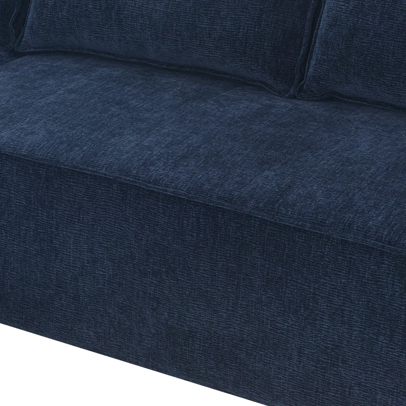Minimalist Modular Sectional Sofa, Wrinkle-Resistant Chenille, L-Shaped Sleeper, No Assembly Required, 111.5" L x 72" W x 32" H, Dark Blue