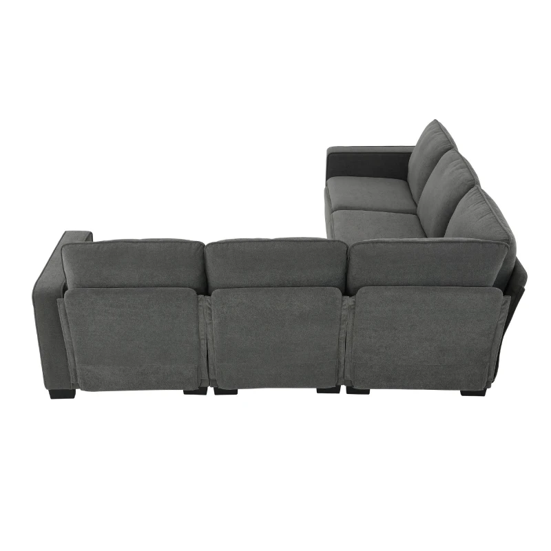 89" L-Shaped Upholstered Indoor Furniture with Double Cushions, 5-Seat Cloud Corner Couch for Living Room, 89″ L x 89″ W x 34″ H, Gray