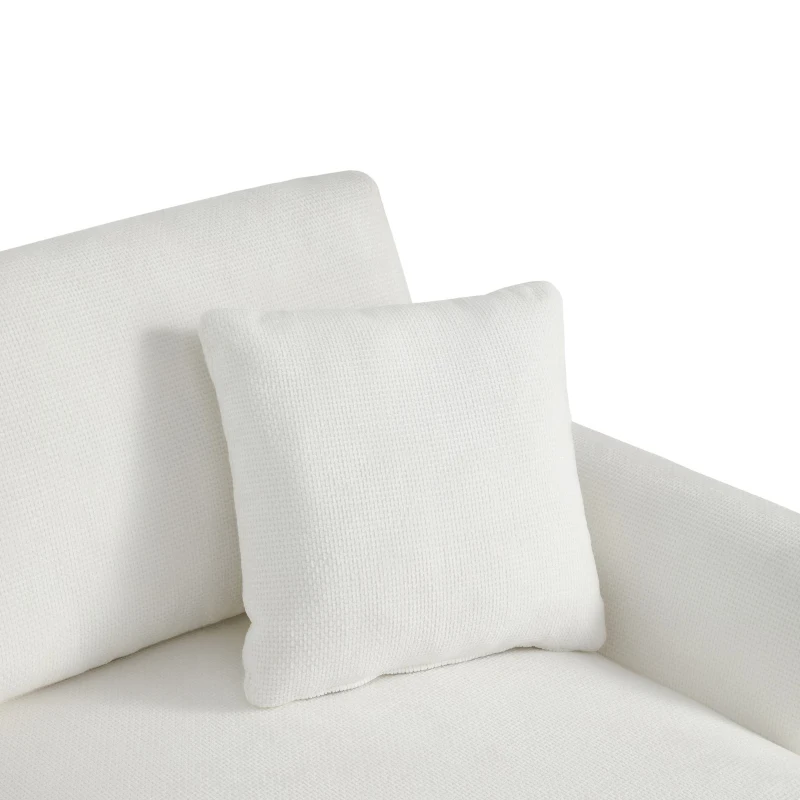 119" x 55" Modern Oversized Sectional Sofa with 2 Free Pillows and Chaise, L-Shaped 5-Seat Chenille Indoor Furniture for Living Room, White