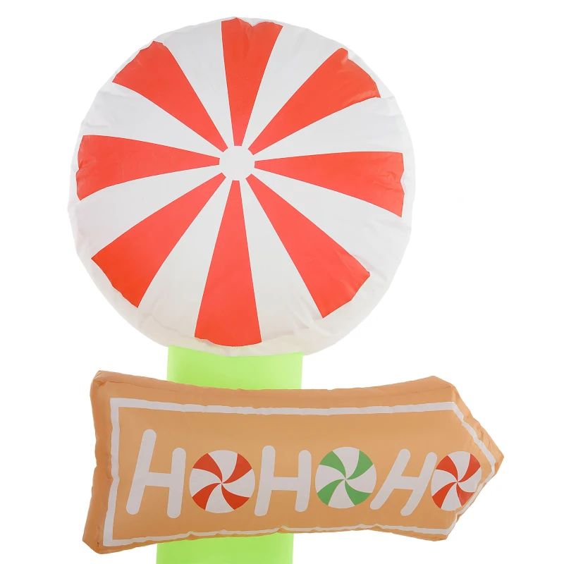 Outsunny 6' Christmas Inflatable Gingerbread Man and Signpost w/ LED Lights, Blow-Up Outdoor Display for Party