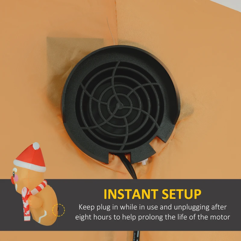 Outsunny 3.4' Inflatable Hanging Gingerbread Man Holding Gift Box & Candy Cane w/ LED Lights, Blow-Up Outdoor Display for Party