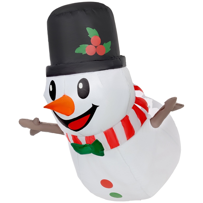 Outsunny 3.4' Inflatable Hanging Snowman w/ LED Lights, Blow-Up Outdoor Christmas Display for Party