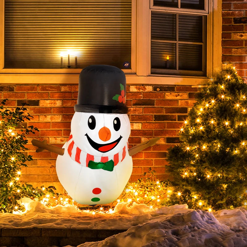 Outsunny 3.4' Inflatable Hanging Snowman w/ LED Lights, Blow-Up Outdoor Christmas Display for Party