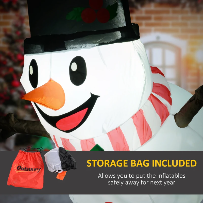 Outsunny 3.4' Inflatable Hanging Snowman w/ LED Lights, Blow-Up Outdoor Christmas Display for Party