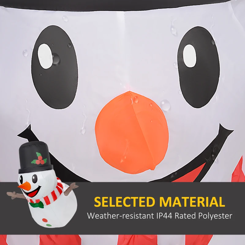 Outsunny 3.4' Inflatable Hanging Snowman w/ LED Lights, Blow-Up Outdoor Christmas Display for Party
