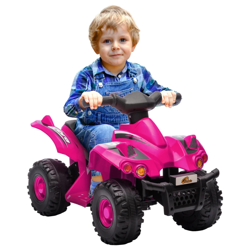 Qaba 6V Kids ATV Quad w/ Music, Forward, for 2-6 Years, Pink