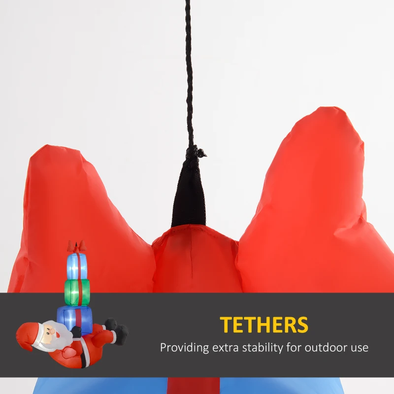 Outsunny 4.6' Inflatable Santa Hanging Under Three Gift Boxes w/ LED Lights, Blow-Up Outdoor Hanging Display for Party