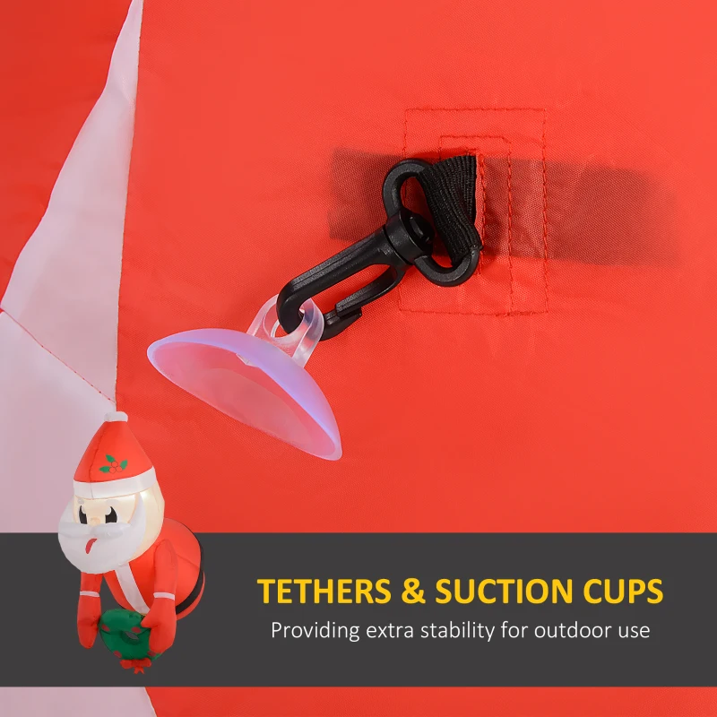 Outsunny 3.4' Inflatable Santa Claus Holding Wreath w/ LED Lights, Blow-Up Outdoor Hanging Display for Garden Party