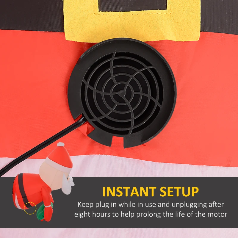 Outsunny 3.4' Inflatable Santa Claus Holding Wreath w/ LED Lights, Blow-Up Outdoor Hanging Display for Garden Party